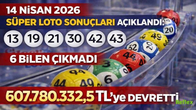 14 Nisan 2026 Süper Loto Sonuçları Açıklandı: 6 Bilen Çıkmadı, Büyük İkramiye 607.780.332,53 TL’ye Devretti