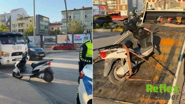 Aksaray’da plakasız motosiklete 46 bin lira ceza