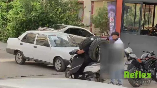 Ankara Trafiğinde Lastikleri Böyle Taşıdı