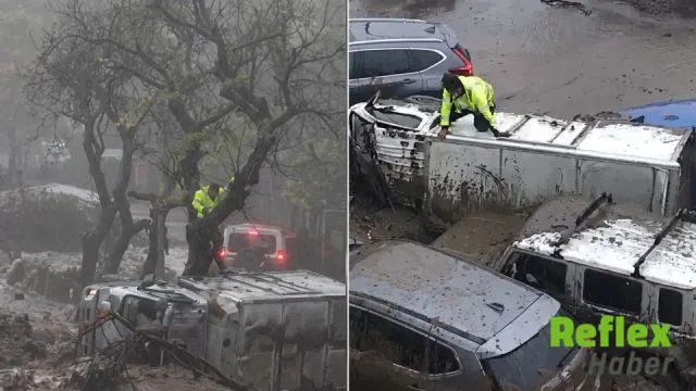 Santiago'da Sel Sularına Kapılan Sürücü Ağaca Tutunarak Kurtuldu