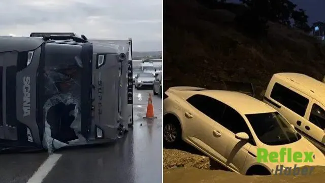 Ankara ve İstanbul’da sağanak yağış: Keçiören’de yol çöktü, TEM Otoyolu’nda tır devrildi