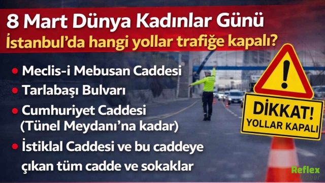 8 Mart Dünya Kadınlar Günü İstanbul'da Hangi Yollar Trafiğe Kapalı?