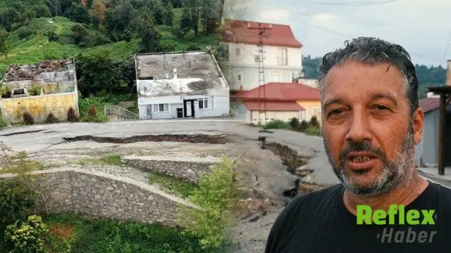 Rize’de sağanak yolu ikiye ayırdı: Fıçıtaşı Mahallesi’nde 60 santimetrelik çökme