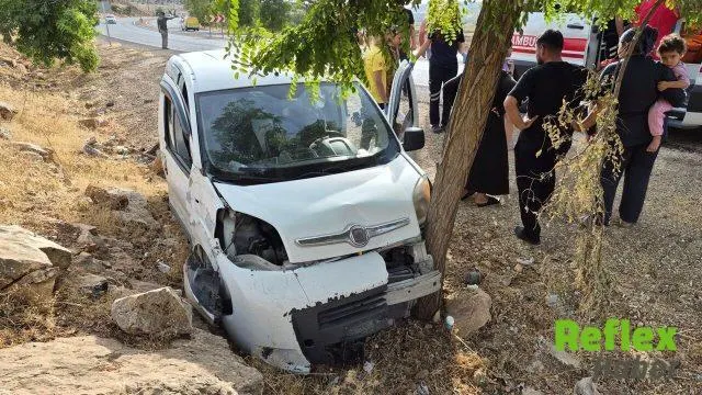 Yavuzeli’nde hafif ticari araç ağaca çarptı: 2 yaralı