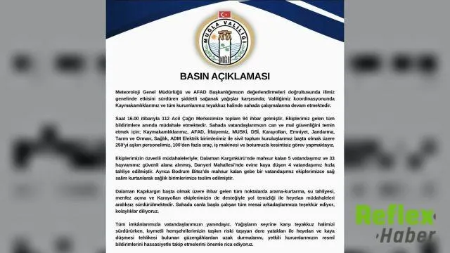 Muğla’da Sağanak Alarmı: 94 İ̇hbara Ekiplerden Müdahale