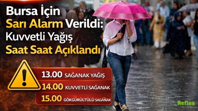 Bursa İçin Sarı Alarm Verildi: Kuvvetli Yağış Saat Saat Açıklandı