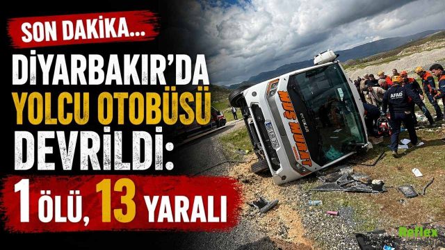 Son Dakika... Diyarbakır’da Yolcu Otobüsü Devrildi: 1 Ölü, 13 Yaralı