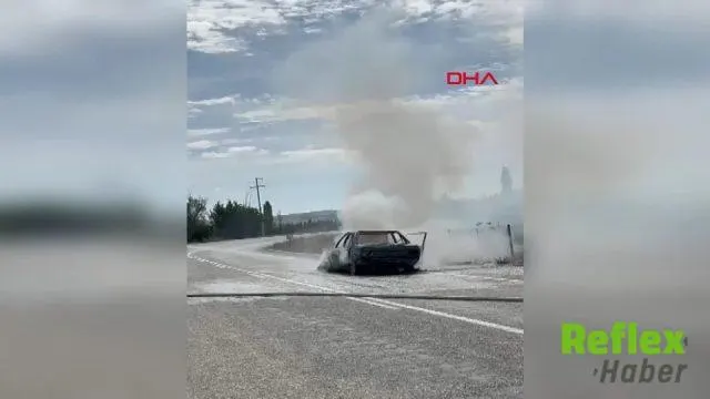 Burdur-Kemer Yolunda Seyir Halindeki Otomobil Alevlere Teslim Oldu