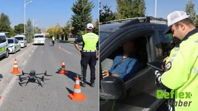 Elazığ'da Sürücülere Dronlu Denetim: İ̇hlallere Ceza Uygulandı