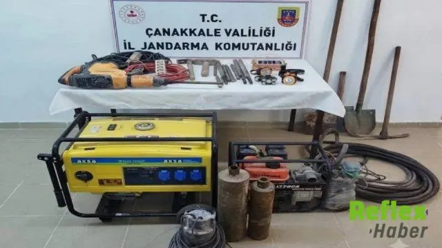 Eceabat’ta Kaçakçılık Operasyonunda Kazı Malzemeleri Ele Geçirildi