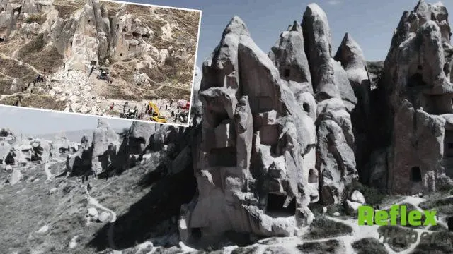 Göreme’de Kaya Düşmesi Sonrası Bölgenin Değişimi Havadan Görüntülendi