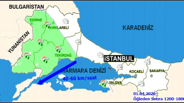 İstanbul'da 1 Nisan Hava Durumu: Parçalı Bulutlu ve Sağanak Yağışlı