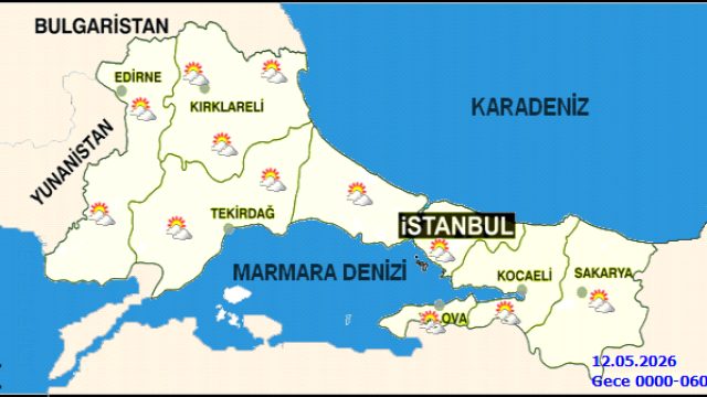 İstanbul'da 12 Mayıs Hava Durumu: Parçalı Bulutlu, Sıcaklık 24°C'ye Yükselecek