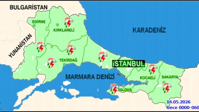 İstanbul'da 14 Mayıs Perşembe Günü Hava Durumu: Sağanak Yağış ve Gök Gürültüsü Bekleniyor