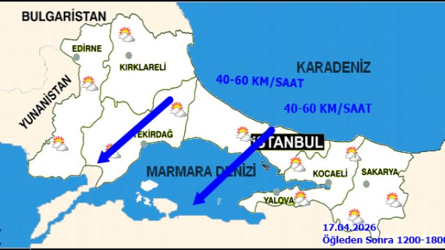 İstanbul'da Kuvvetli Rüzgar Uyarısı: 17 Nisan Cuma Hava Durumu