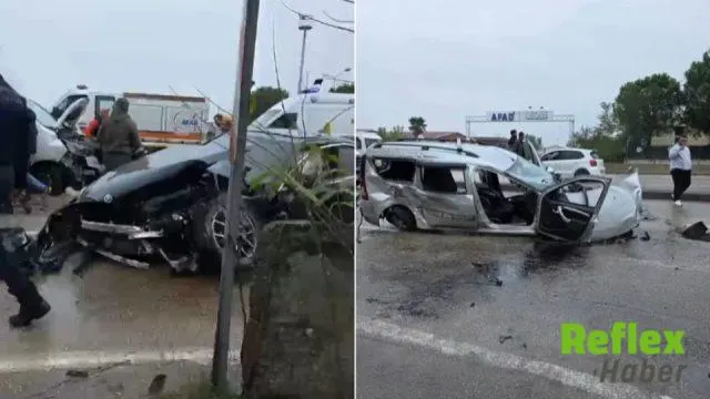 Sağanak Sonrası Kayganlaşan Yolda Beş Araç Çarpıştı