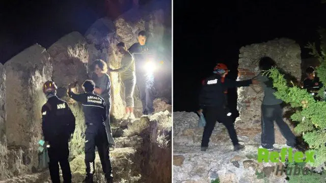 Alanya Kalesi Surlarında Mahsur Kalan 3 Rus Turist Kurtarıldı