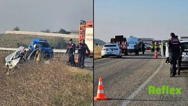 Polatlı-Yunak Yolunda İ̇ki Otomobil Çarpıştı: 3 Ölü, 4 Yaralı