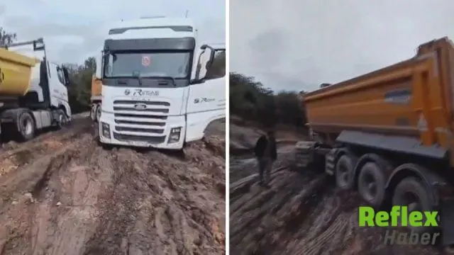 Çatalca’da Alternatif Yol Sağanakla Çamura Saplandı