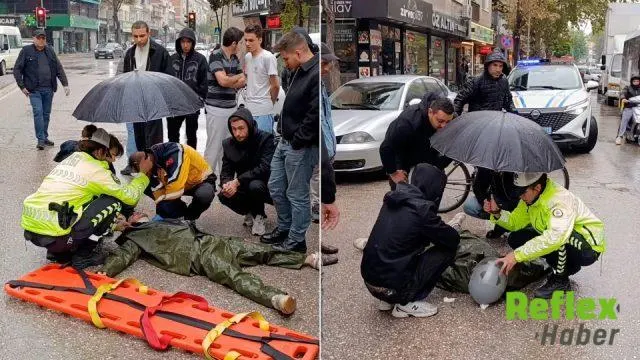 Bursa'da Kadın Polis, Yaralının Başında Şemsiye Açtı