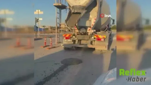 Bursa’da beton mikserinden yola beton döküldü: O anlar kamerada