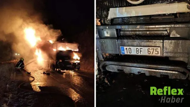Balıkesir'de Seyir Halindeki Kamyon Yangında Kullanılamaz Hale Geldi