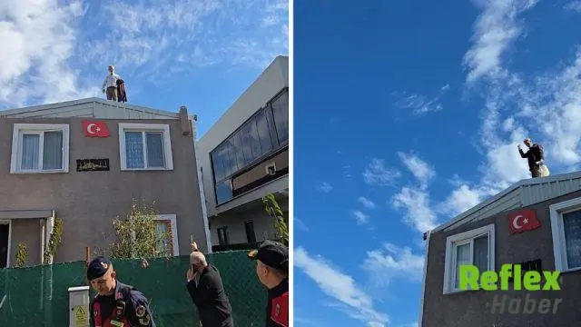 Mudanya’da Yıkım Kararı Verilen Ev İ̇çin Çatıda Bekledi