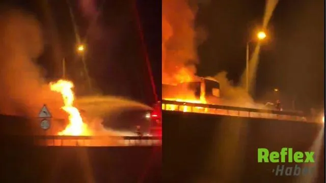 Amasya’da Gübre Yüklü TIR Seyir Halindeyken Alev Aldı