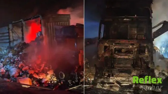 Anadolu Otoyolu’nda seyir halindeki TIR alev aldı: Dorsesindeki yük de yandı