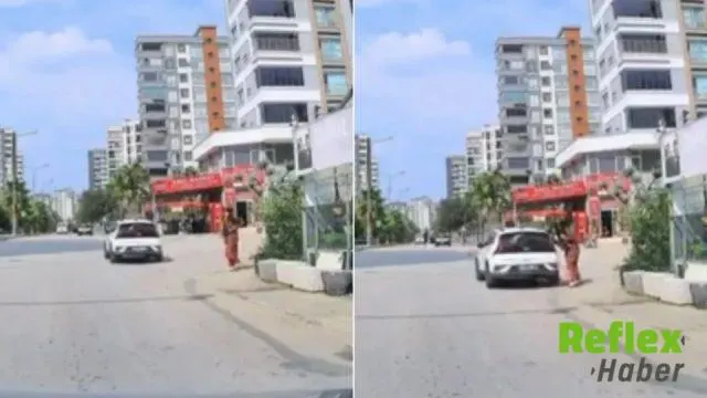 Adana’da el freni çekilmeyen otomobil kazaya neden oldu: Kadın son anda kurtuldu | VİDEO İZLE
