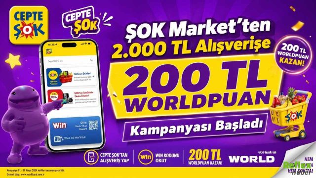 ŞOK Market'ten 2.000 TL Alışverişe 200 TL Worldpuan Kampanyası Başladı
