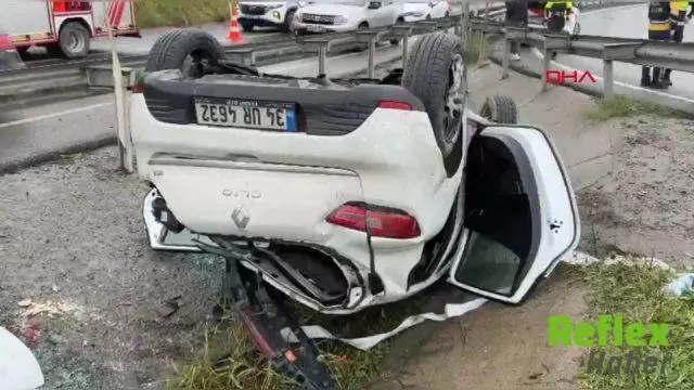Göktürk'te Sağanakta Takla Atan Otomobil Kamerada