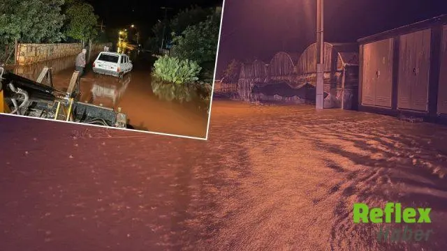 Demre’de Sağanak Sele Dönüştü, Ev Ve Seralar Su Altında Kaldı