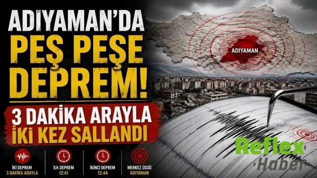 Adıyaman’da Peş Peşe Deprem! 3 Dakika Arayla İki Kez Sallandı Adıyaman’da Peş Peşe Deprem! 3 Dakika Arayla İki Kez Sallandı