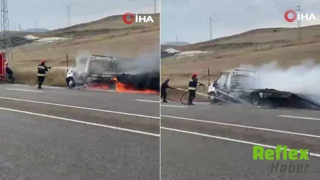 Erzurum-Tortum Yolunda Seyir Halindeki Çekici Alevlere Teslim Oldu