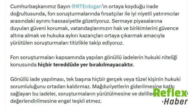 Gürlek: Gönüllü İ̇ade Sorumluluğu Ortadan Kaldırmaz