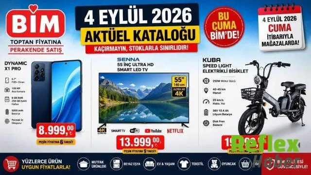 BİM 4 Eylül 2026 Aktüel Kataloğunda Neler Var? Telefon, TV ve Elektrikli Bisiklet Fiyatları Belli Oldu
