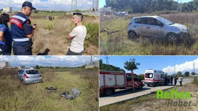 Manavgat’ta Otomobil Tarlaya Uçtu, Sürücü Kazadan Burnu Bile Kanamadan Çıktı
