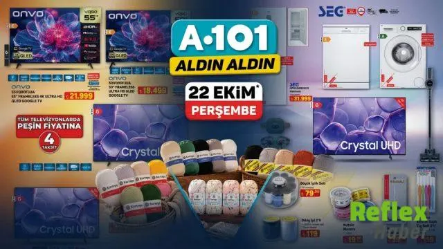 A101’de 22 Ekim Fırsatları: Televizyondan Örgü İ̇plerine Geniş Ürün Listesi